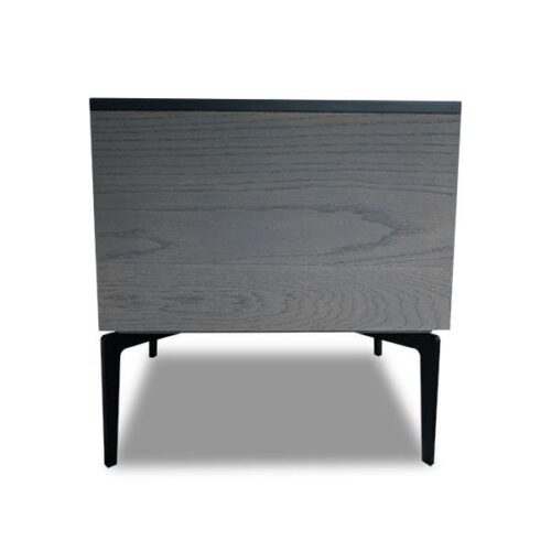 玄灰木紋多功能床邊櫃 溫潤木紋搭配冷調黑框與金屬腳：圖片 3