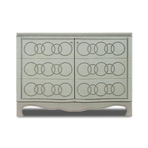 法式布面銀釘釦斗櫃 優雅曲線法式品味：圖片 1