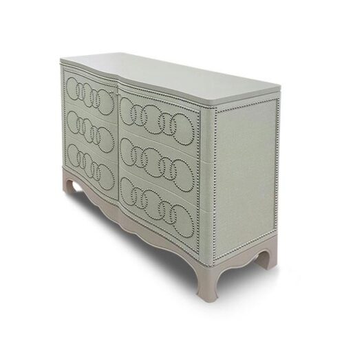 法式布面銀釘釦斗櫃 優雅曲線法式品味：圖片 2