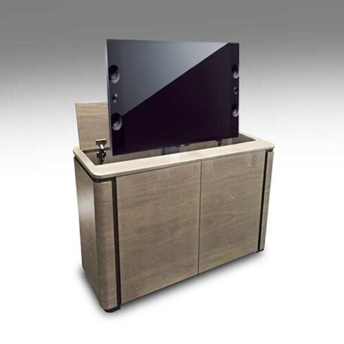 雙色電動升降電視櫃 讓牆面更乾淨整潔：圖片 1