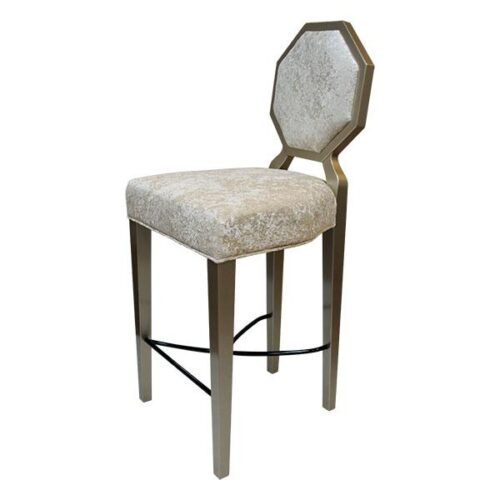 香檳金八角絨布吧椅 幾何設計低調奢華：圖片 2