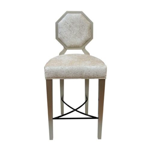香檳金八角絨布吧椅 幾何設計低調奢華：圖片 1
