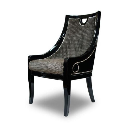 黑釉鉚釘圓弧扶手餐椅 現代奢華就像精緻展品：圖片 2