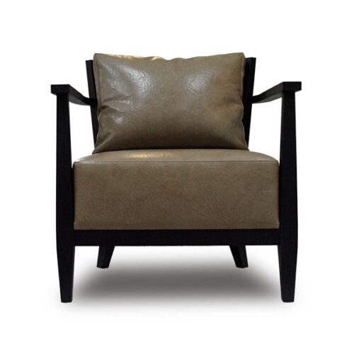 都會實木皮革休閒椅 寬大厚坐墊舒適坐感：圖片 1