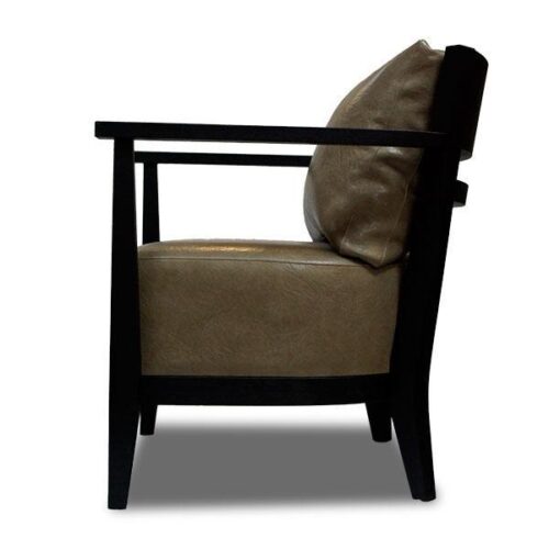 都會實木皮革休閒椅 寬大厚坐墊舒適坐感：圖片 3