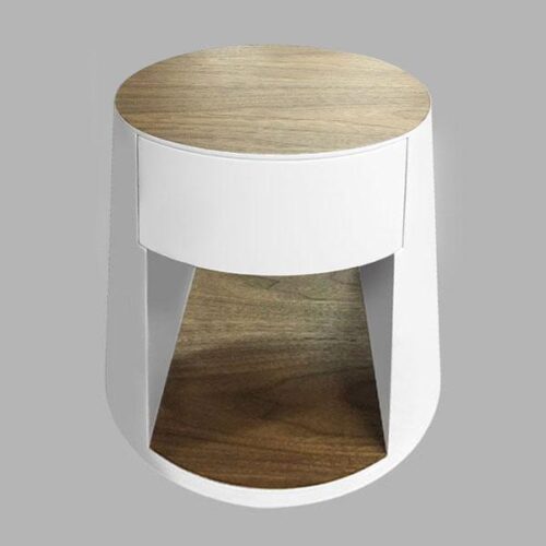 北歐白錐形木紋床頭櫃 北歐風的清爽質感：圖片 1