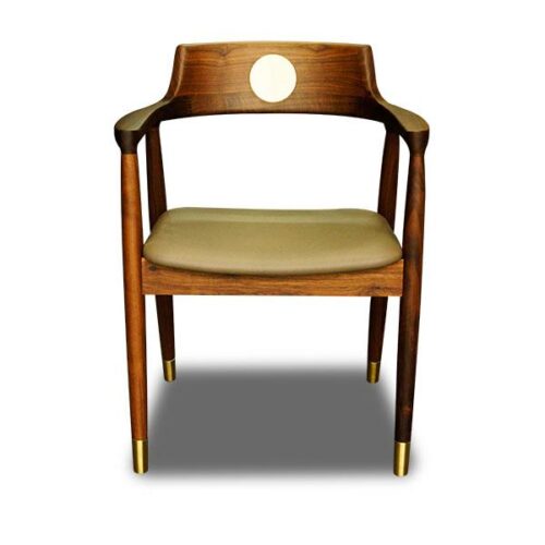 鈦金實木扶手餐桌椅 北歐精緻時尚感：圖片 1