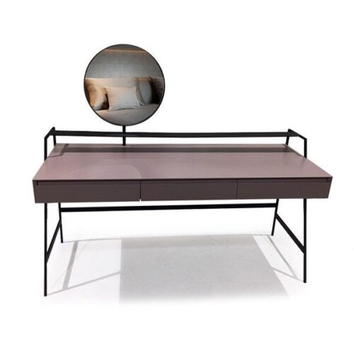 霧紫圓鏡黑扁鐵腳化妝台 喚醒美顏時刻：圖片 1