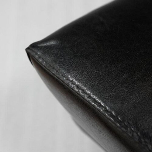 黑皮革不鏽鋼腳矮凳 低調奢華百搭：圖片 3