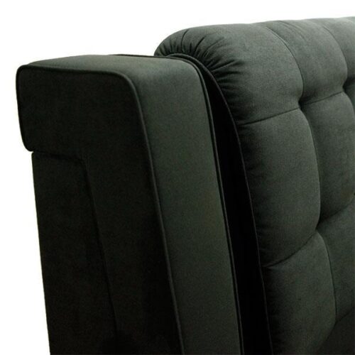 黑色絨面高背床架 圓弧床框絨布安全包覆：圖片 4