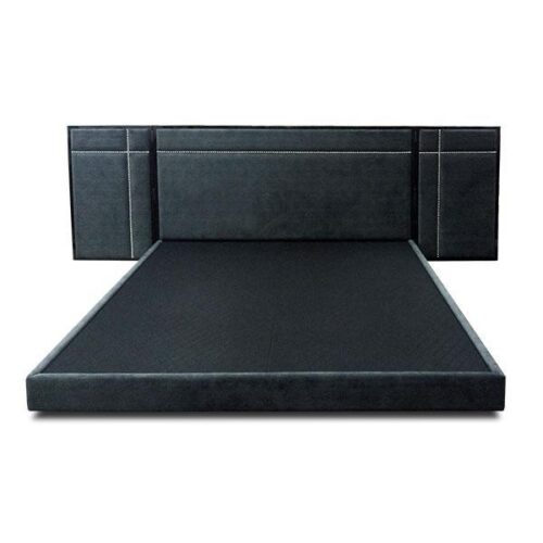 冷黑系釘釦主牆床組 精品會所冷調質感：圖片 1