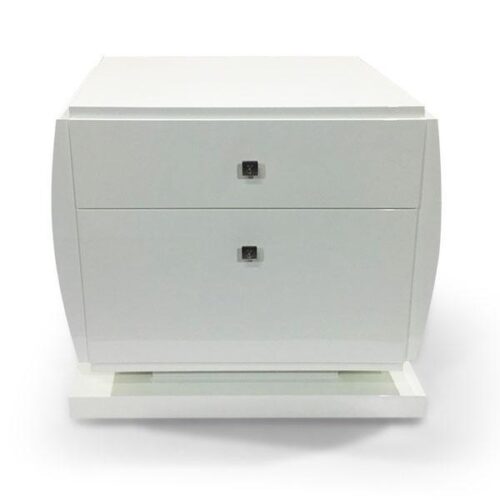 弧白懸浮雙抽床頭櫃 床邊的優雅雕塑：圖片 1