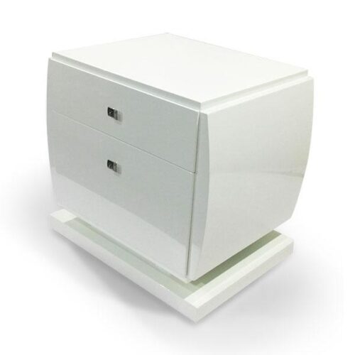 弧白懸浮雙抽床頭櫃 床邊的優雅雕塑：圖片 2