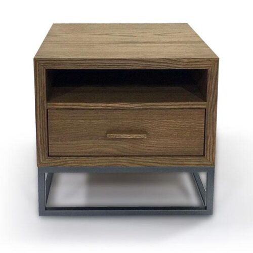 橡木空格黑鐵床頭櫃 溫潤北歐氛圍：圖片 1