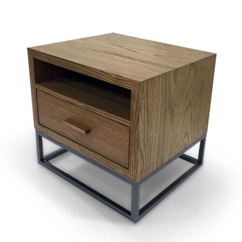 橡木空格黑鐵床頭櫃 溫潤北歐氛圍：圖片 2