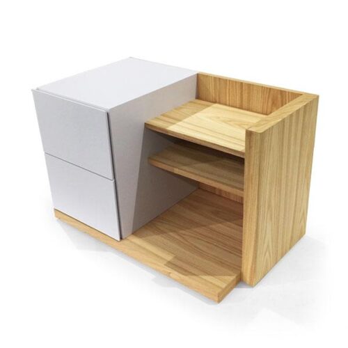 橡木紋烤漆白雙色床頭櫃 北歐的溫柔革命：圖片 2