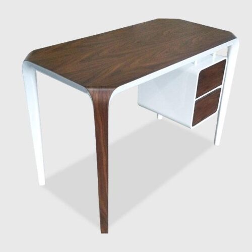 流線胡桃木紋雙色書桌 北歐工作新美學：圖片 2