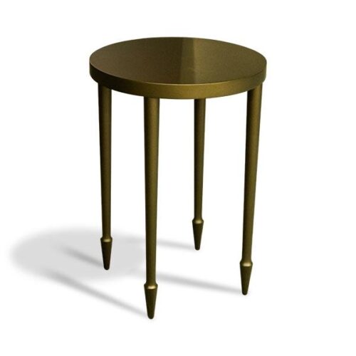 古銅金錐腳圓形茶几 現代空間藝術雕塑：圖片 1