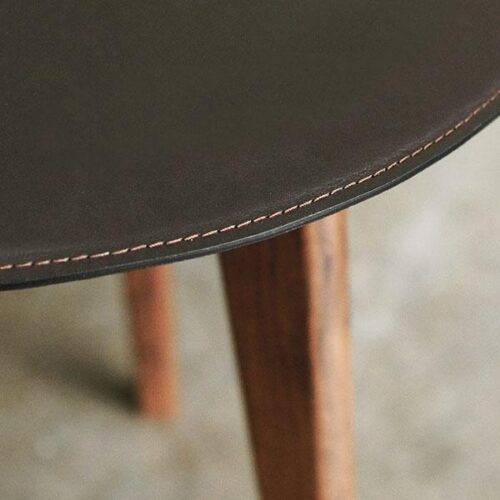 咖啡馬鞍皮胡桃實木茶几 細緻車線奢華質感：圖片 2