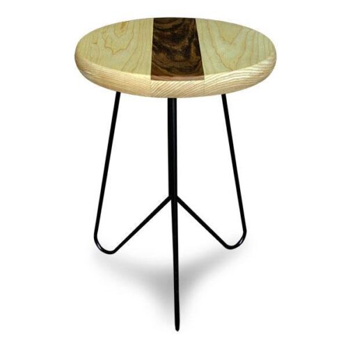 圓形跳色拼接鐵腳茶几 雙木拼接精湛工藝：圖片 1