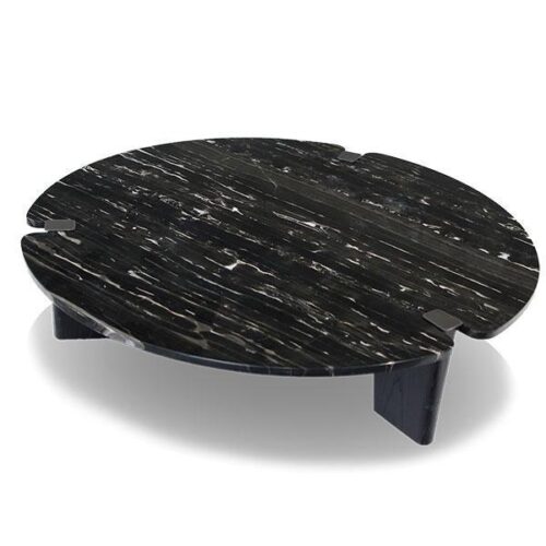 奢華石面黑木腳茶几 奢華極簡圓點：圖片 2