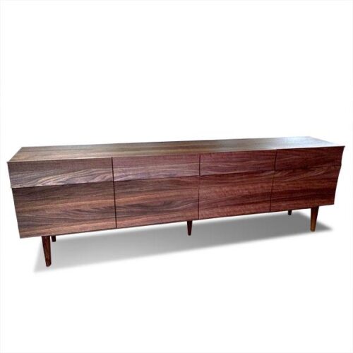 波浪胡桃實木曲面長櫃 流線雕塑藝術風格：圖片 1