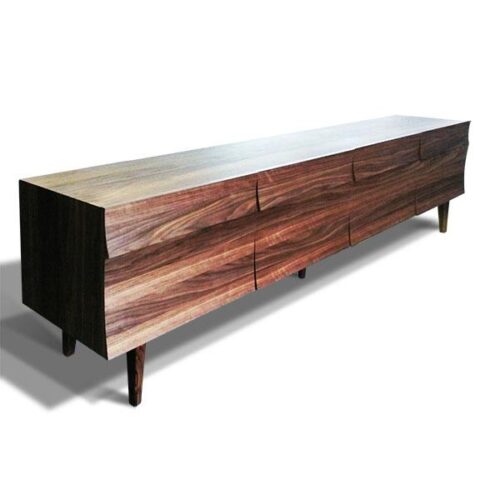 波浪胡桃實木曲面長櫃 流線雕塑藝術風格：圖片 2