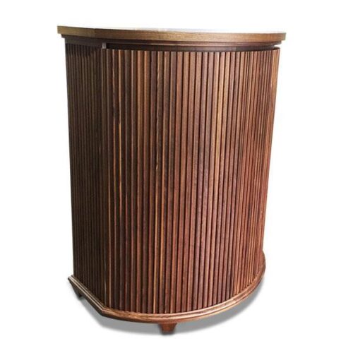 胡桃半圓柵欄端景櫃 光影與收納藝術：圖片 2