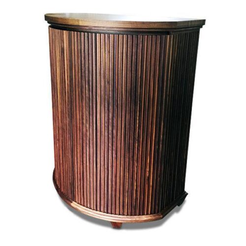 胡桃半圓柵欄端景櫃 光影與收納藝術：圖片 3