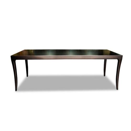弧影深木色長餐桌 現代極簡風格：圖片 1