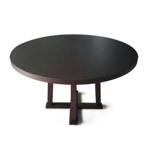 圓形木紋十字腳餐桌 極簡居家聚會焦點：圖片 1