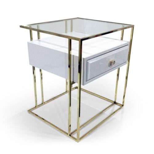 金框白抽玻璃床頭櫃 床邊的精品焦點：圖片 2