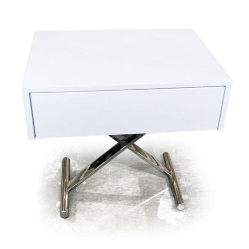 金屬腳閃白抽屜床頭櫃 床邊未來美學：圖片 1