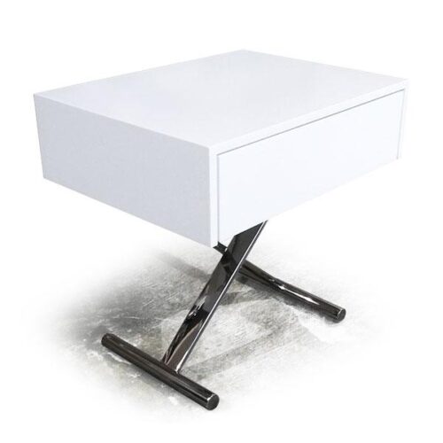 金屬腳閃白抽屜床頭櫃 床邊未來美學：圖片 2