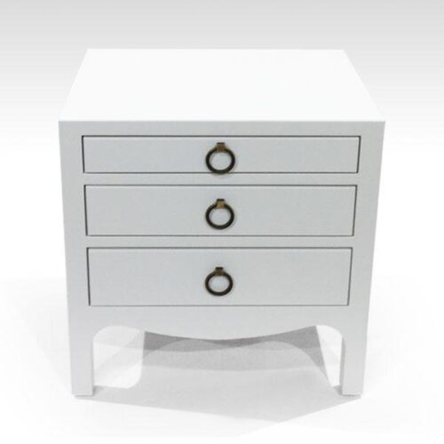 優雅三抽白漆床頭櫃 優雅床邊收納：圖片 1