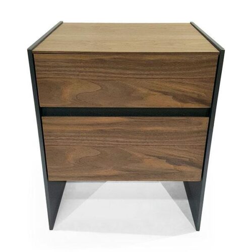 黑鐵邊框胡桃木床頭櫃 現代北歐質感：圖片 1