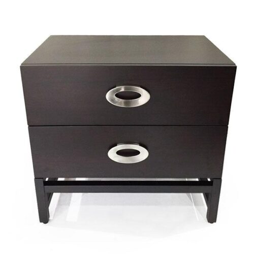 黑木紋銀環床頭櫃 臥室低調奢華：圖片 1