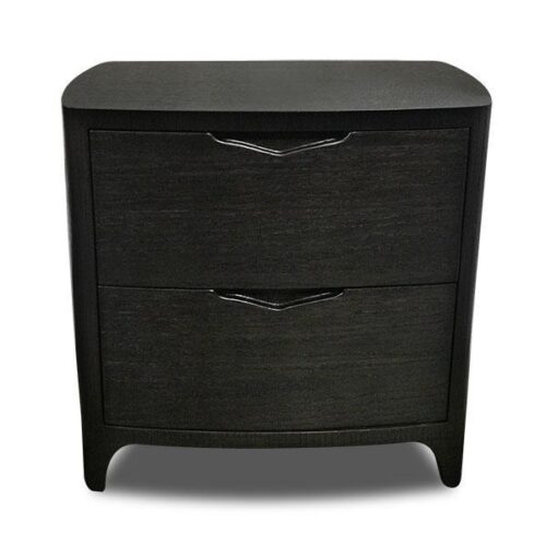 黑橡圓潤雙抽床頭櫃 現代空間優雅收納：圖片 1