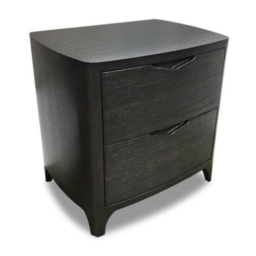 黑橡圓潤雙抽床頭櫃 現代空間優雅收納：圖片 2