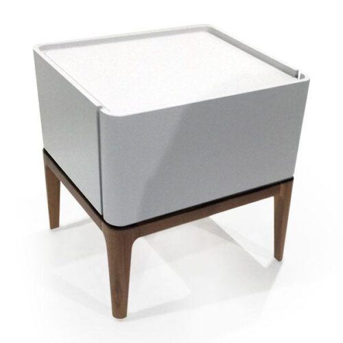 白抽櫃胡桃腳床頭櫃 極簡現代風格：圖片 2