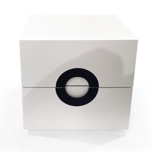 鋼烤白框黑環床頭櫃 臥室輕奢收納：圖片 1