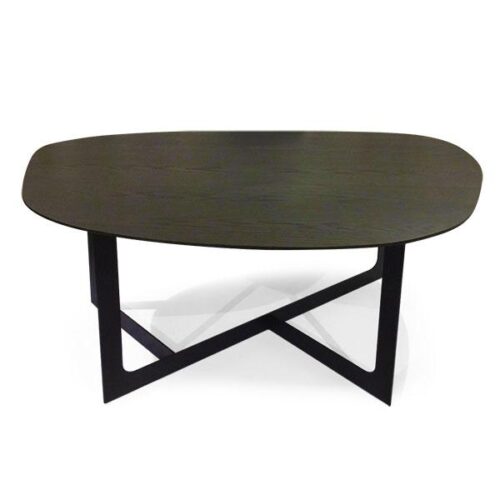 圓弧型橡木黑鐵腳茶几 工業有機完美混搭：圖片 1