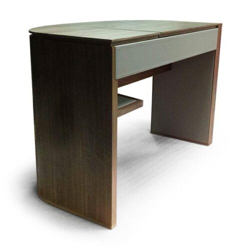 弧月木紋繃皮掀鏡化妝台 從辦公到化妝一桌搞定：圖片 1