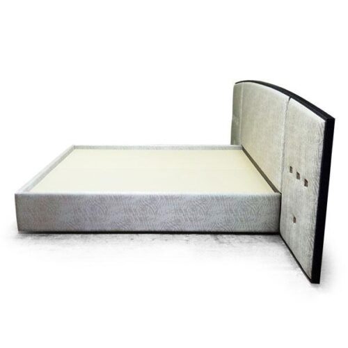 弧線織紋實木框繃布床組 現代低調奢華：圖片 2