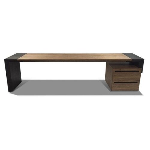 雙色木紋加長書桌 專業工業美學氛圍：圖片 1