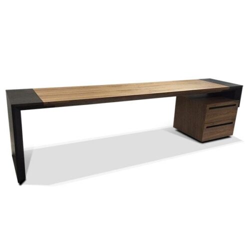 雙色木紋加長書桌 專業工業美學氛圍：圖片 2