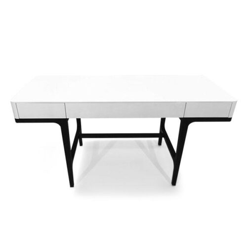 純白實木黑腳書桌 空間輕盈升級：圖片 1