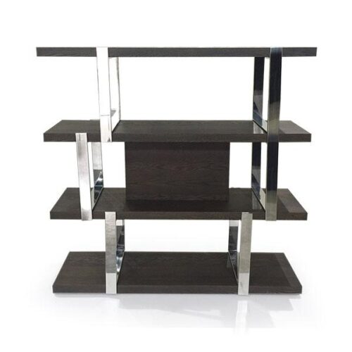 不銹鋼黑木層板書架 工業風藝術陳列：圖片 1