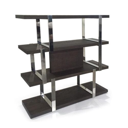 不銹鋼黑木層板書架 工業風藝術陳列：圖片 2