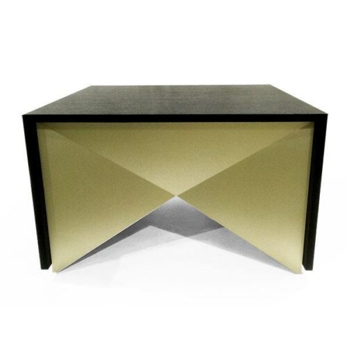 前衛黑染金漆雙色桌 幾何空間立體感：圖片 1